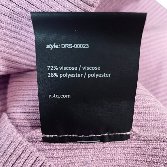 Gstq Lavender Ribbed Midi Dress V Neck Bodycon Knit Sleeveless Stretch NWT M - Picture 4 of 12